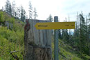 Vom der Einsattelung leitete ein Hinweisschild und …