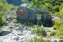 ... bis schlussendlich der markante Felsblock, bei der Weggabelung Grieskarscharte/Sepp-Huber-Steig erreicht war. Hier schloss sich unsere 2-Tages-Tour im Toten Gebirge.