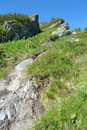 Von nun an wurde es zunehmend steiler. Über Felsen und Rasenpolster ging es höher.