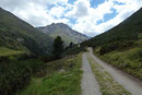 Etwa 1 ½ Stunden hatte dieser empfehlenswerte Abstecher an Zeit einvernahmt, als wir wiederum zum Trennungspunkt zurückkehrten. Jetzt wanderten auch wir der gut ausgebauten 8 km langen, leicht ansteigenden Wirtsschaftsstraße der Hütte talein.
