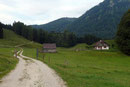 … an dessen Ende ich abermals auf die Forststraße traf. Im moderaten Tempo ging es nun der idyllisch gelegenen Unterbergeralm (735m) entgegen.