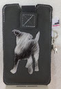 Leder: grau Motiv: Jack Russell Terrier (Kuhfell)