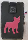 Leder: grau Motiv: Französische Bulldogge (pink)