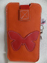 Leder: orange Motiv: Schmetterling (rot)