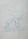 Par la main, env. 1955 (dessin 16 x 12 cm, coll.part. MR)