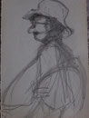 Homme au chapeau, env. 1950 (dessin, 23 x 15 cm, coll. part. GR)