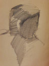 Visage au crayon, env. 1955 (dessin, 16 x 12 cm, coll. part. MR)
