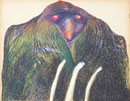 L'oiseau, env. 1990 (craie grasse, 65 x 50 cm, coll.part. MR)