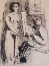 Modèle et son peintre, env. 1948 (dessin, 32 x 25 cm, coll. part. MR)