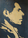 Durruti anthropométrique (diptyque1), 1975 (black marin sur toile, 148 x 103 cm, Montreuil, Musée de l'histoire vivante)