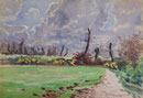 Chemin, 1949 (aquarelle, 38 x 28 cm, coll. part. MR) recto de "pichet bleu et orange"