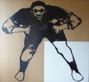 Diptyque sur le racisme, joueur de football américain, 1975 (black marin sur toile, 148 x 148 cm, Montreuil, Musée de l'histoire vivante)
