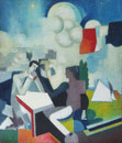 La conquête de l'air, d'après Roger de La Fresnaye, 1957 (huile sur toile, 51 x 58 cm, coll. part. MR) recto verso avec "Fumeur à la pipe"