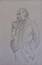 Fumeur de pipe, env. 1950 (dessin, 31 x 20 cm, coll. part. CB)
