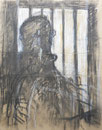 Autoportrait en prison, env. 1980 (dessin sur carton, 73 x 51 cm, Montreuil, Musée de l'histoire vivante)