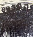 Foule, manifestation, env. 2010 (croquis, 17 x 15 cm, coll. part. YBSP )