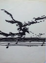 Etude pour affiche concert Jean-Yves Le Bellec, env 1985 (encre, 30 x 21 cm, coll. part. MR)