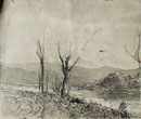 Paysage sépia, env. 1950 (encre, 24 x 19.5 cm, coll. part. MR)