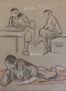 Assis études, env. 1948 (dessin, 25 x 32.5 cm, coll. part. MR)