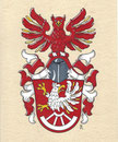 Familie R. Aquarellfarben auf marmoriertem Papier; Neustiftung