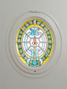Oval mit alter Bleiverglasung, Aufgearbeitet