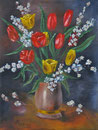 Tulpenstrauß - Öl auf Leinwand - verkäuflich