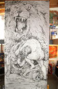 Hercule et le Lion de Némée, acrylique sur papier, 400 x 200 cm, 2011