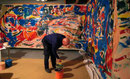 Préparation fresque « Salomé »  acrylique sur toile, 10m x 2m15, Atelier Lalandusse, 2008  - photo: Frederik van Kleij