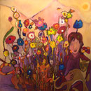 The Tiger in the Flowers, 80X80 cm, Acryl, VERKAUFT