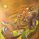 The Love Bird, 80 x 80 cm, Acryl  