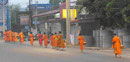 Bettelmönche beim Morgengang in Luang Prapang/Laos