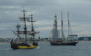 Hanse Sail Rostock 2013, russischer Nachbau eines Kriegsschiffes "Shtandardt"