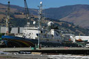 Greenpeaceschiff im Hafen von Christchurch/Neuseeland