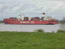 Cap San Lorenzo von der Hamburg Süd vor Krautsand an der Elbe