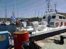 Griechisches Küstenwachboot im Hafen von Chania, Kreta