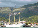 In Hamburg gebauter Segler in der Bucht von Kotor, Montenegro