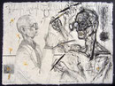 Goldmund(Hesse) malt Narziß(Hesse), 50X75cm, Tusche, Blattgold, getrocknete Narzisse auf Himalayapapier, 1996