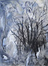 winterlicher Baum 30x40cm 2011 Acryl mit Materialien