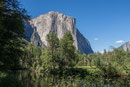 El Capitan - der "Monsterblock" mit seiner über 900 Meter hohen Steilwand am Eingang des Yosemite Valley. 