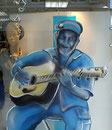 peinture sur vitrine Blues Passion