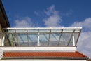 Terrassenüberdachung pulverbeschichtet weiss Glas