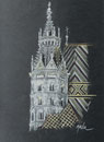 1. Heidenturm von St.Stefan, Wien, Pastellstift