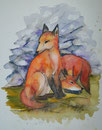 Füchse,Tusche+Aquarellstift,40x30,2012