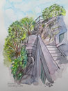 Graz,Kriegssteig am Schlossberg,Aquarell,30x21,2014