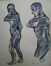 Akt 27,Tusche/Rohrfeder+Aquarellstift,40x30,2012