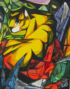 Tiger,Hommage an Franz Marc,Collage-Mischtechnik,50x40,2013