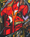 Füchse nach Franz Marc,Collage-Mischtechnik,50x40,2012(verkauft)