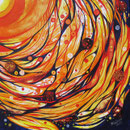 Sonnenfeuer,Sgraffito-Collage,60x60,2013