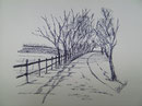 Mariazellerweg/Zill.,Skizze nach Foto,Tusche,A4,2012