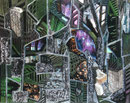 Großstadt-Impressionen,Alucollage+Sgraffito,40x50,2012
